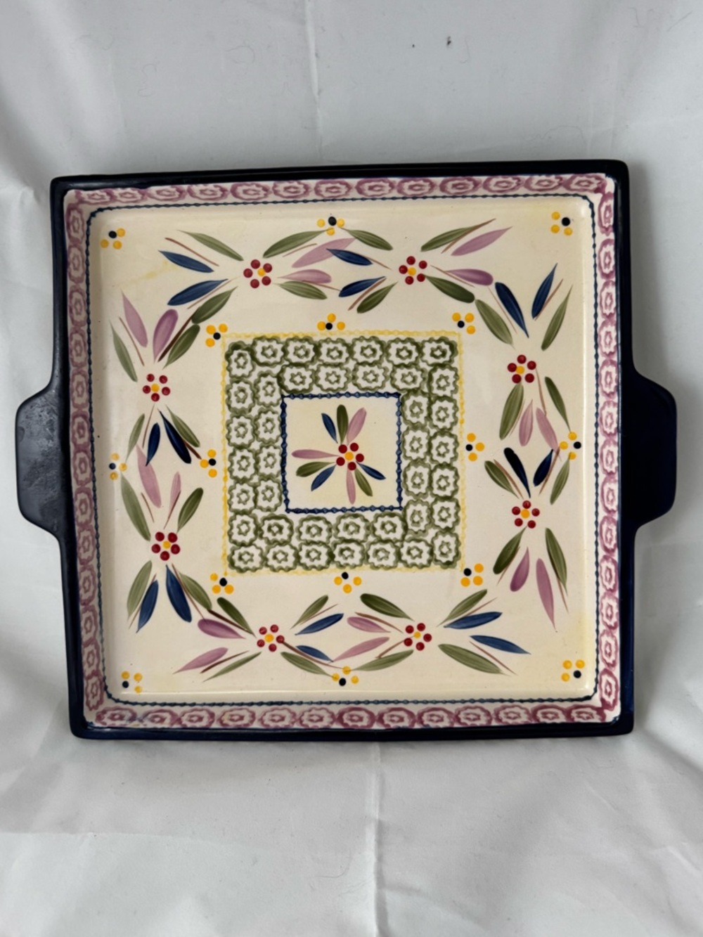 Temptations Old World Ceramic Serving Tray Floral Leaf Pattern